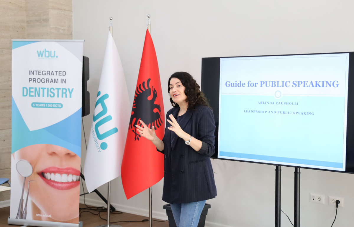 These are the 3 main points of public speaking according to Arlinda Çausholli