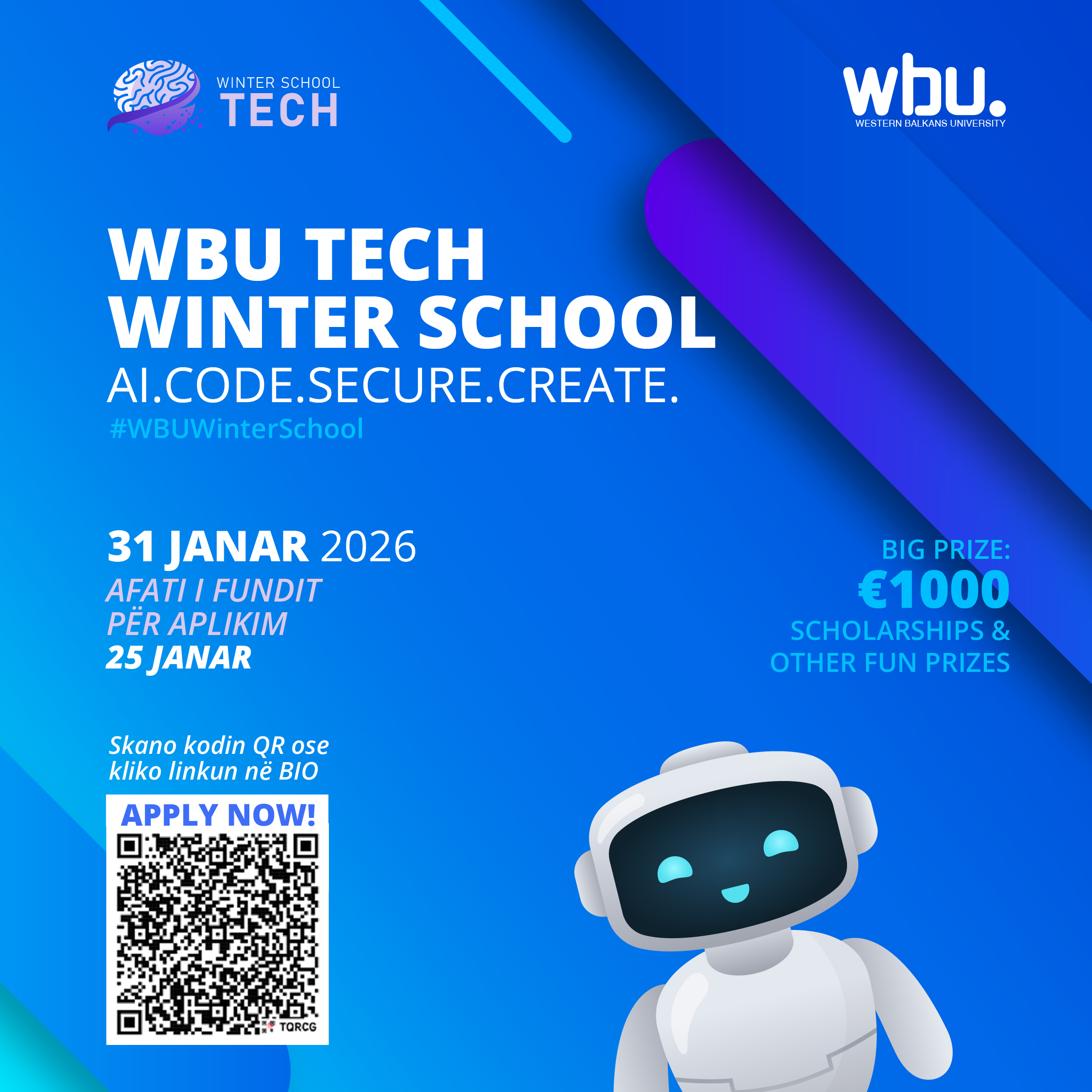 Posteri i eventit: Gati për të fituar 1000 €? Tech Winter School po vjen!