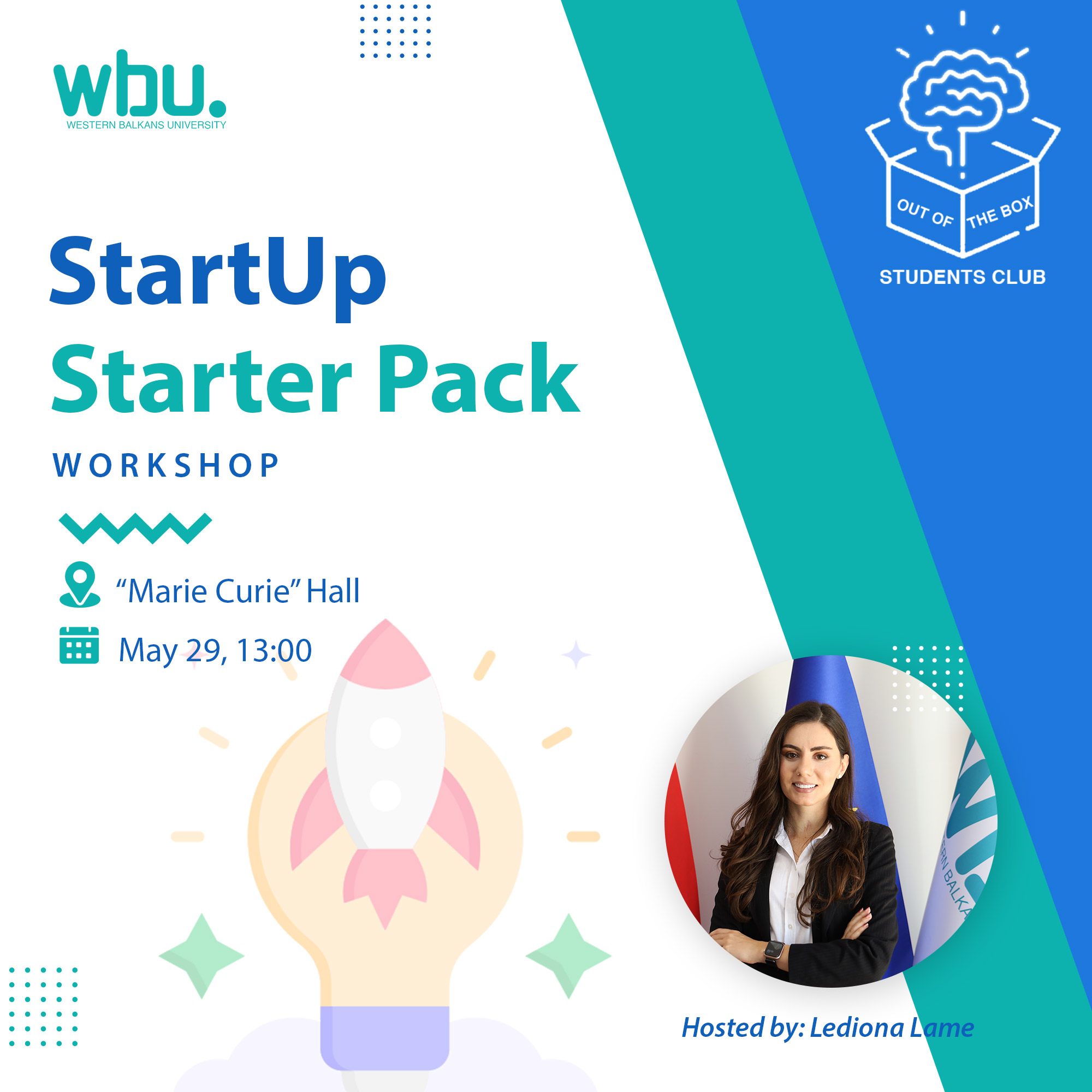 Posteri i eventit: Organizohet në WBU workshopi "StartUp Starter Pack"