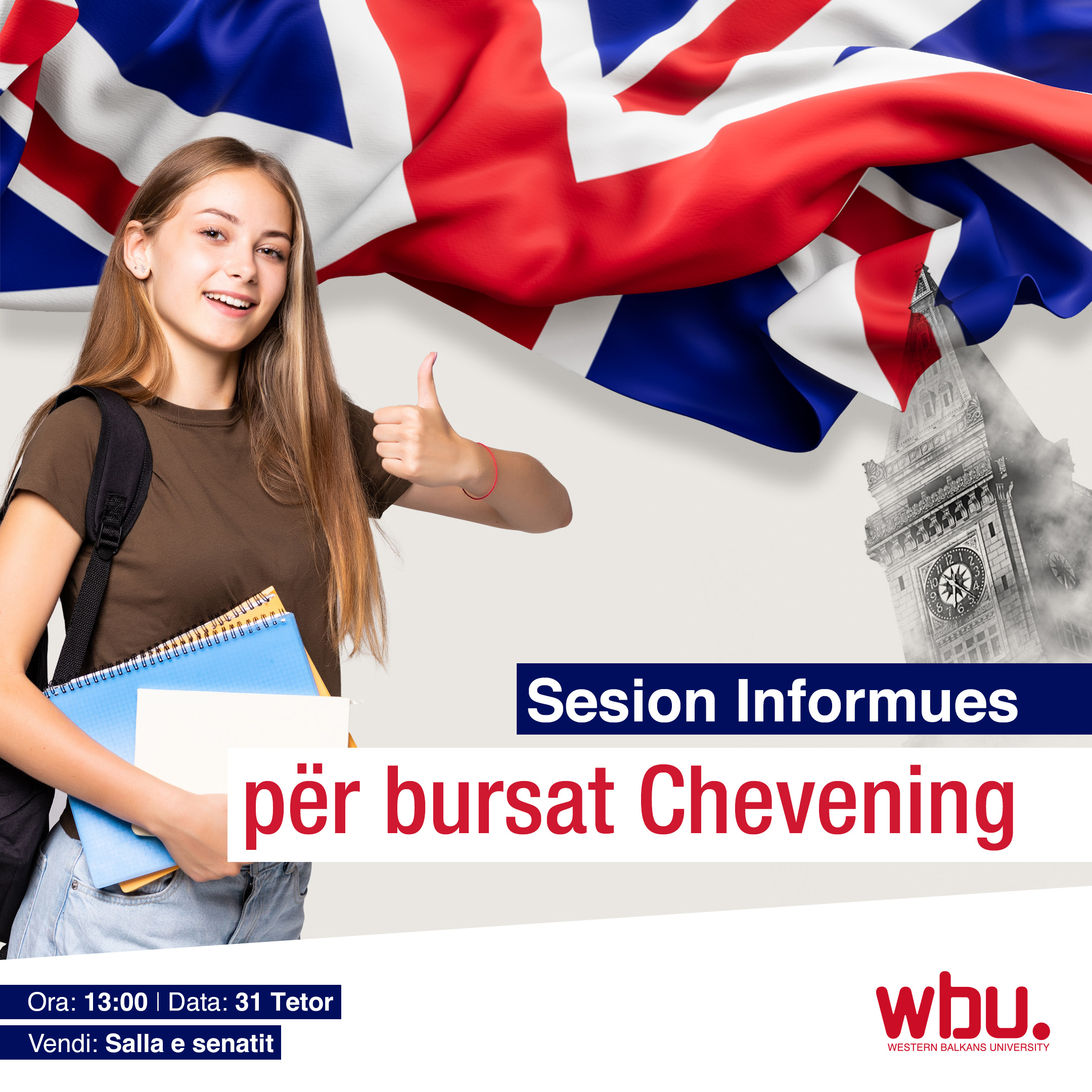 Posteri i eventit: Bursat Chevening, WBU do të zhvillojë një sesion informues